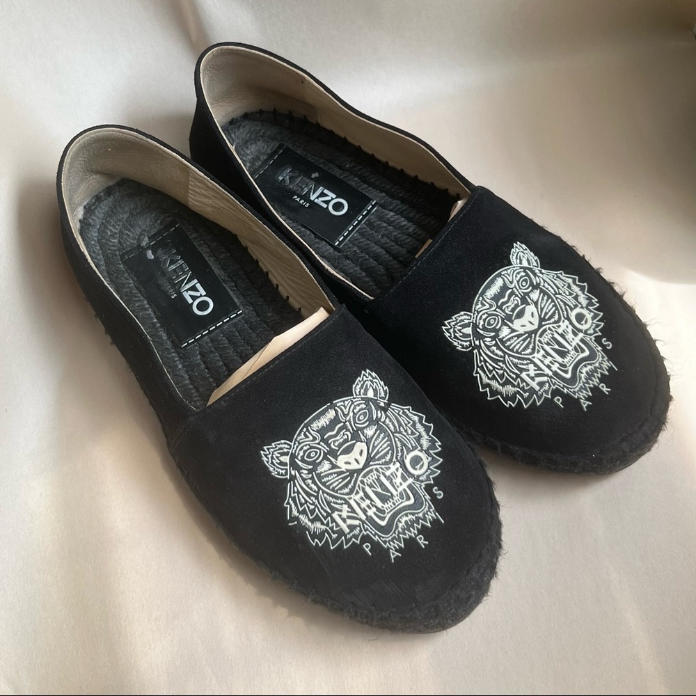 Kenzo Black Suede Tiger Espadrilles